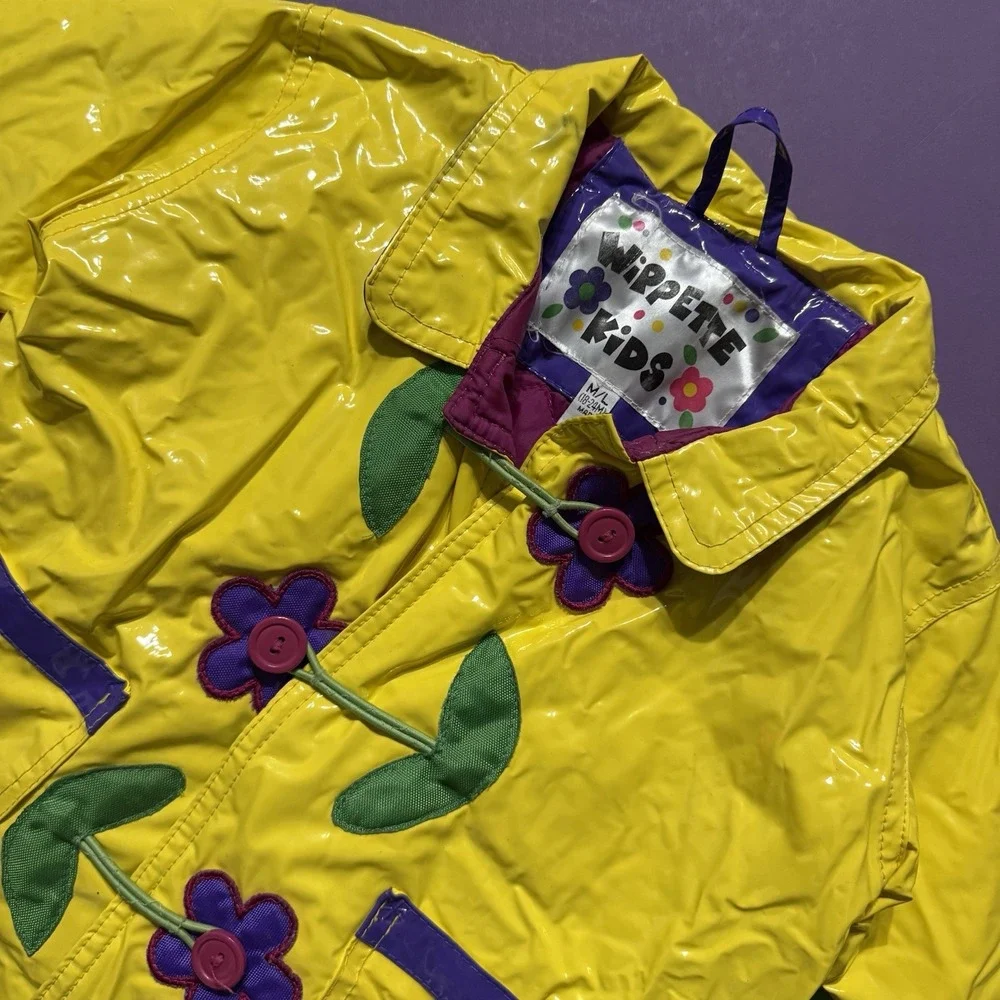 Driplets Wippette Girls flower Rain Coat Jacket Toddler Size M/L 18-24 Months